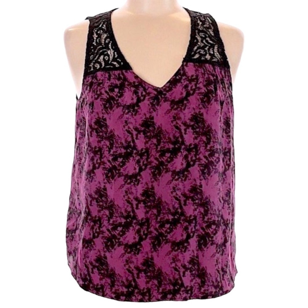 🌺 Urban Outfitters Silence + Noise Purple Sleeveless Silk Lace Blouse Size M